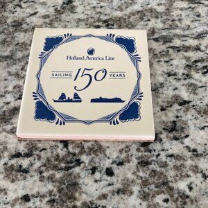 NEW IN BOX! SALE - Holland America Cruise Line Delft Tile Coaster - 150 Years